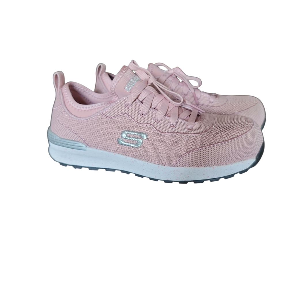 Super Cute Sketchers Pink Bulkin Comp Toe Work Sneakers Shoes Size 7.5